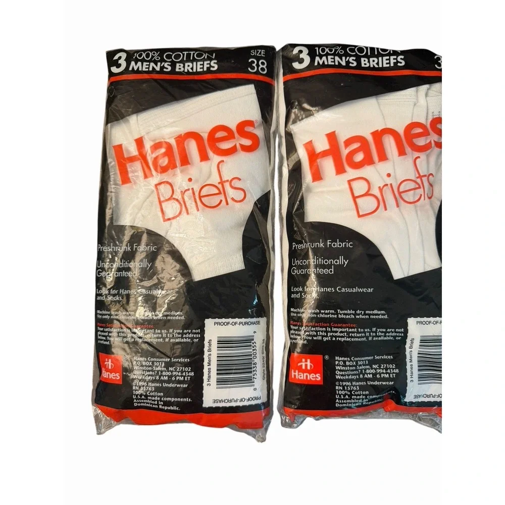Hanes VTG 1996 Mens Briefs Underwear 38 100% Cotton USA NEW Slightly Imperfect